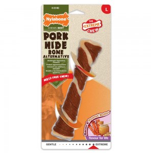 Nylabone Bacon & Peanut Butter Porkhide Bone – Large Extreme Chews Toys USA | XIMPJ-7348