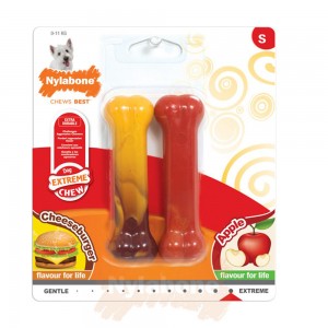 Nylabone Beef with Cheese / Apple Bone Twin Pack – Small Extreme Chews Toys USA | CATWJ-2790