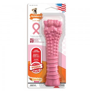 Nylabone Breast Cancer Awareness Textured Knuckle Bone Power Chew Toys USA | OVIZG-4518