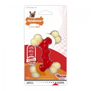 Nylabone Double Bone Bacon Power Chew Toys USA | NPIQC-6247