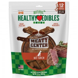 Nylabone Healthy Edibles Meaty Center All-Natural Long Lasting Dog Chew Treats USA | DHQBL-2458