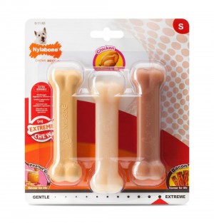 Nylabone Peanut Butter / Chicken / Bacon Bone Triple Pack – Small Extreme Chews Toys USA | NOPTZ-3274