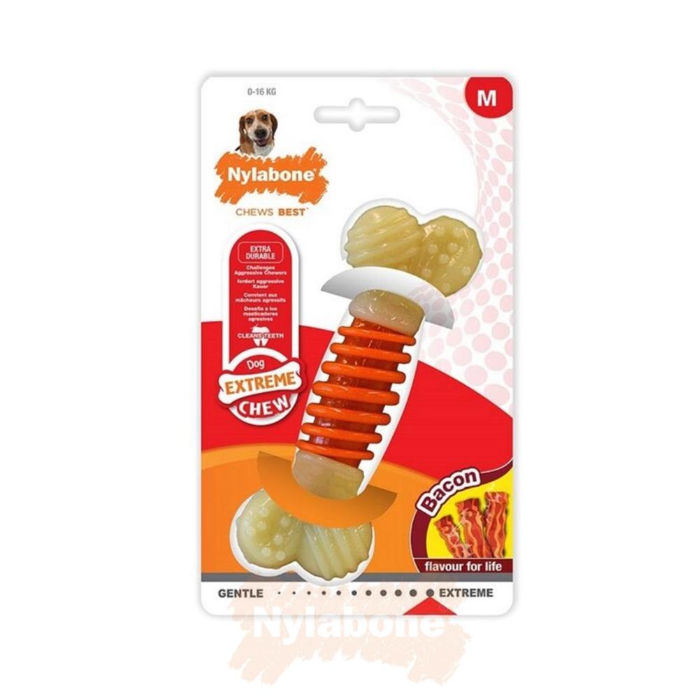 Nylabone Bacon Pro Action Bone – Medium Extreme Chews Toys  USA |  YZSMC-2470