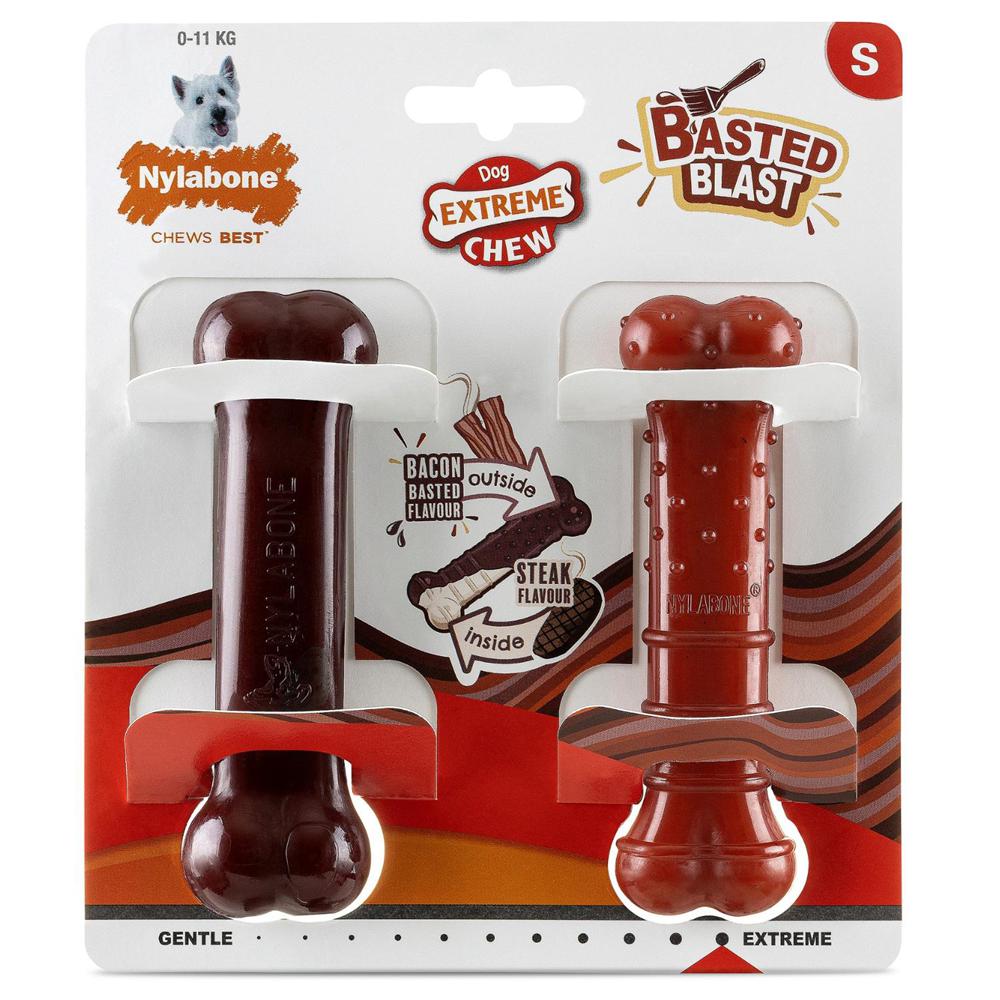 Nylabone Bacon & Steak Basted Bone Twin Pack – Small Extreme Chews Toys  USA |  BJKRO-0482