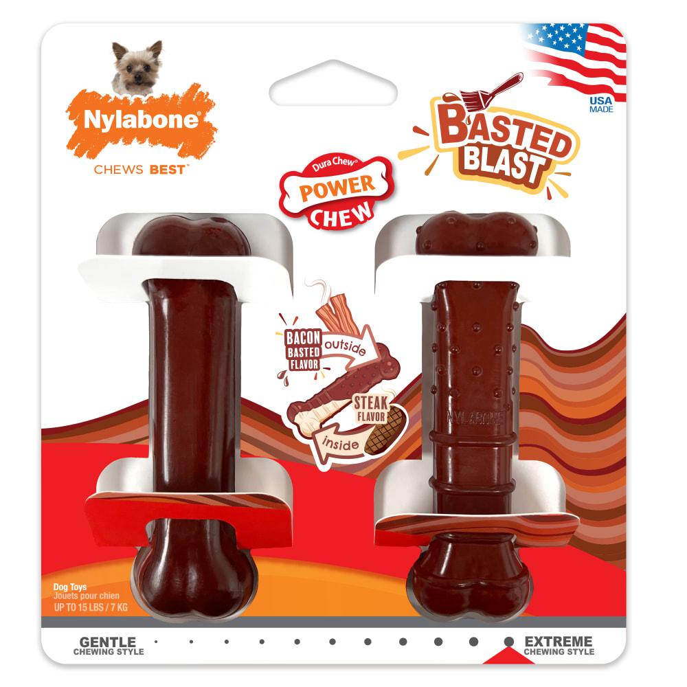 Nylabone Basted Blast Original & Textured Bone Power Chew Toys  USA |  QTFPY-5791