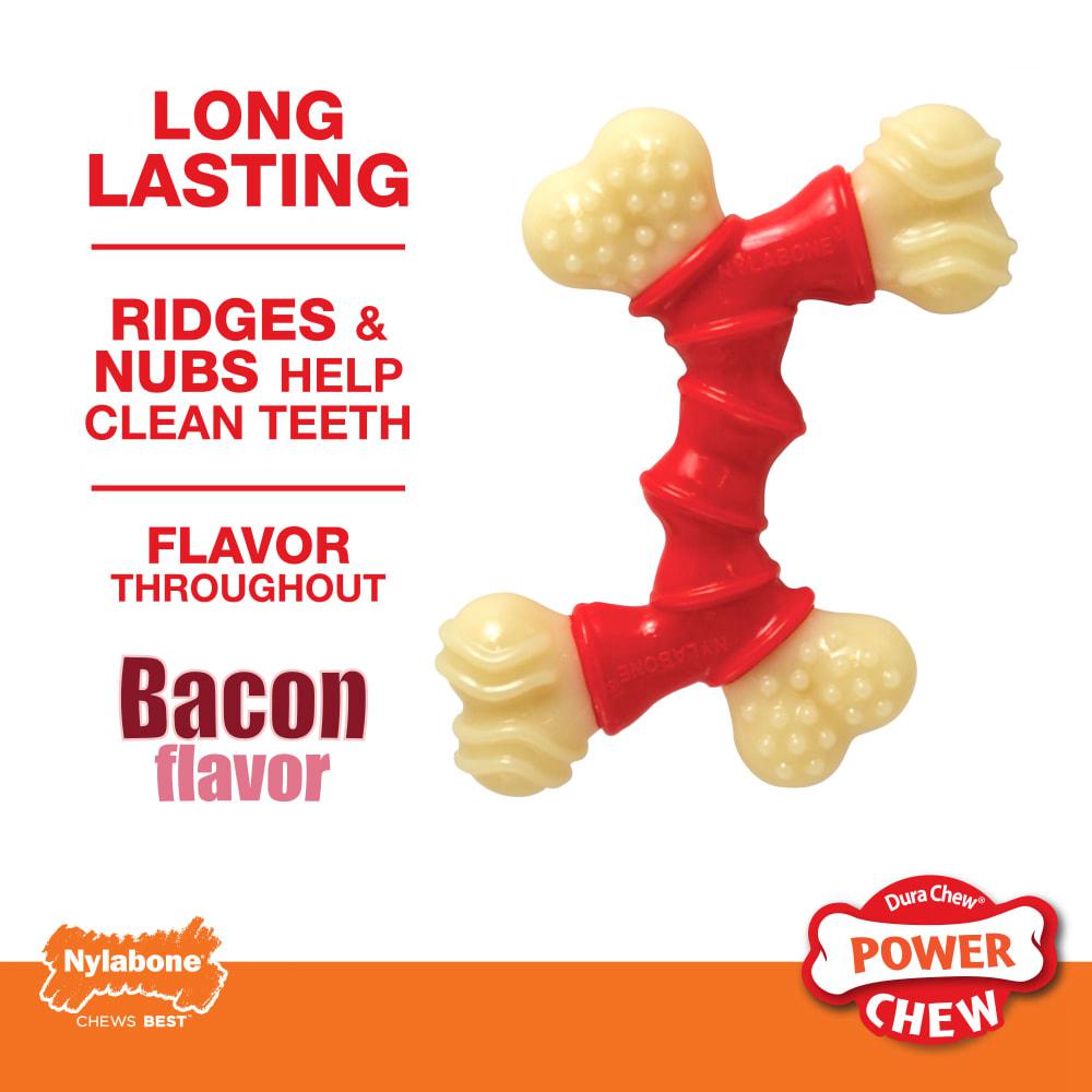 Nylabone Double Bone Bacon Power Chew Toys  USA |  NPIQC-6247