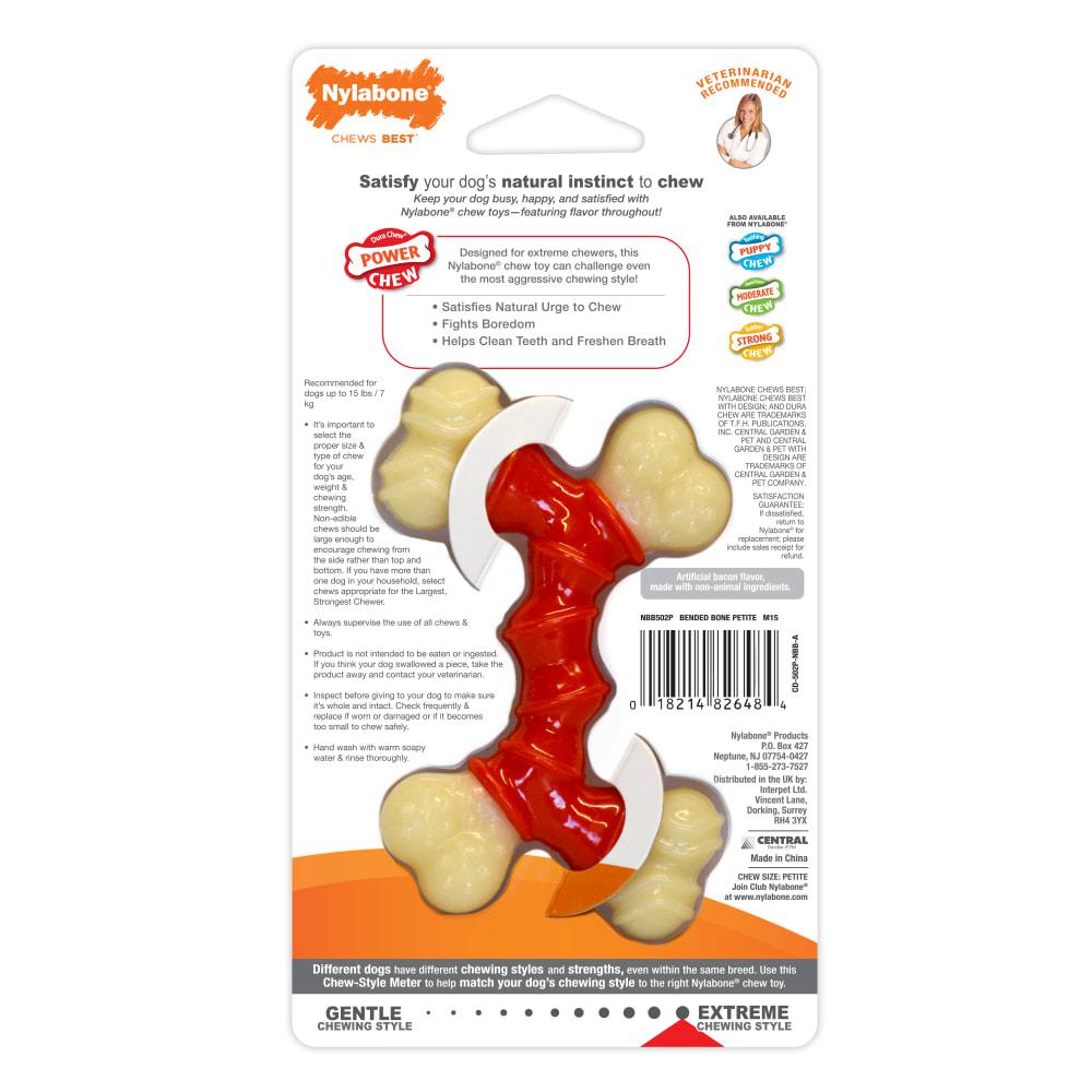 Nylabone Double Bone Bacon Power Chew Toys  USA |  NPIQC-6247