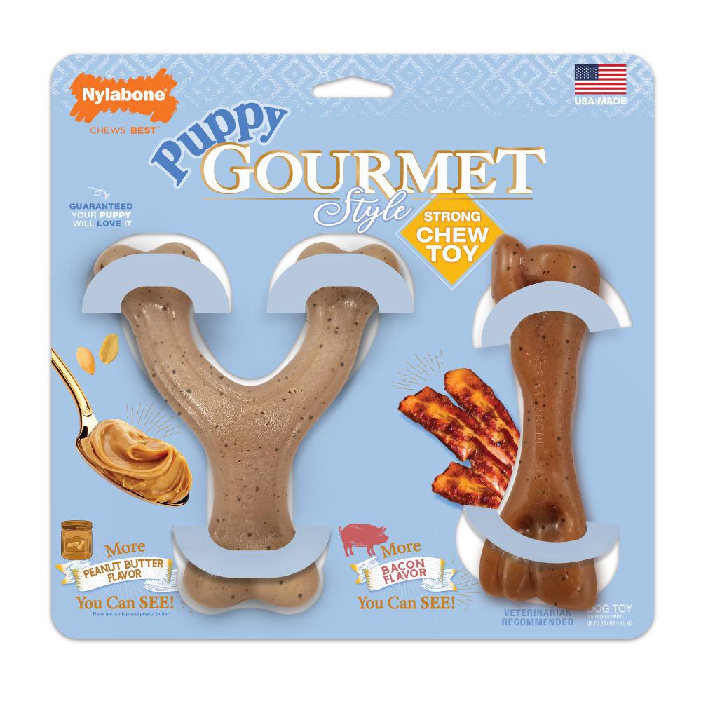 Nylabone Gourmet Style Twin Pack Puppy Chew Toys  USA |  HRUQW-4179